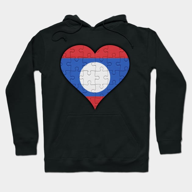 Lao Jigsaw Puzzle Heart Design - Gift for Lao With Laos Roots Hoodie by Country Flags